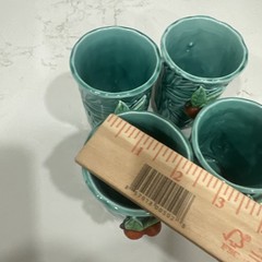 Vintage Napco 1962 Juice Glasses Set Of 4 Teal With Oranges