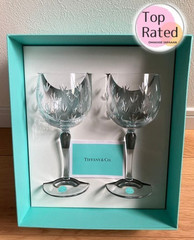 Tiffany & Co. Floret Champagne champaign Pair Set Wine Glass W/ Blue Box New F/S