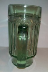 Light Green Ribbed/Lined/Paneled Glass Beer Mug/Stein/Large Cup