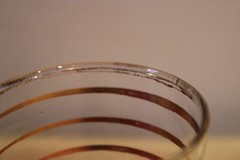 vintage pink and gold striped drinking highball bar glasses S/5 GUC