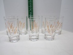8 Vintage Golden Harvest Wheat 4 ounce Juice Glasses