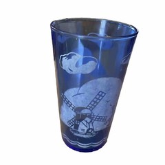 Cobalt Blue Sailboat Depression Glass 5 inch. Water Tumbler, Vintage Hazel Atlas