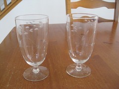 2 Princess House Heritage Iced Tea/Water Glasses Goblet Stemmed Etched 12oz 6″