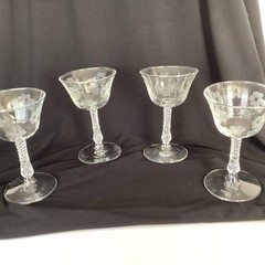 Set of (4) Libby Rock Sharpe Liqueur Cordial GLASS Stem 3006 5 1/2″ TALL