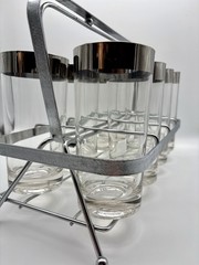 Vintage Dorothy Thorpe Retro style Water Goblet Glasses Carrier MCM Tumblers