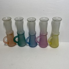 Italian LINEA FERRARO Frosted Vodka Glasses Colored with Handles Set of 5 