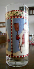 Snowman Cooler Tumbler (s) 16 oz. Glass Sakura Debbie Mumm 1997 White Red Blue !