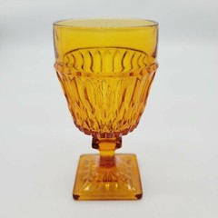 Indiana Glass Amber Mount Vernon 5 oz Wine Goblet Gift Decor Collectible