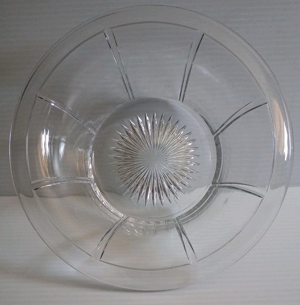 Vintage 8″ Heisey Tudor Clear Glass Bowl Starburst Bottom Rolled Rim