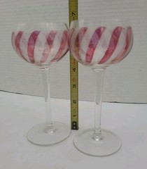 Set 6 Vintage Bohemia Glass Czech Crystal Liqueur Glasses Pink Yellow Orange