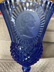 Vintage 1976 Avon Fostoria George Washington Cobalt Blue wine Goblet- 8″