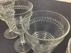 Vintage Federal Optic Stem Cocktail Glass Banded Laurel Leaf Pattern 145R-1