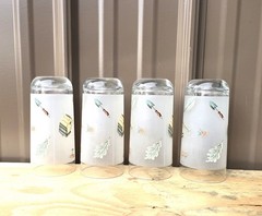 Set Of 4 Pfaltzgraff Naturewood Frosted Drinking Glasses/Tumblers. 3″W x 6¼»H.