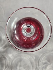 2 Lenox Ruby Red Balloon Wine Glasses Clear Stem & Base 8.75″