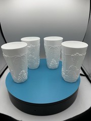 4 Vintage Indiana Glass Company, Milk, Tumblers “Colony Harvest Grape” Pattern