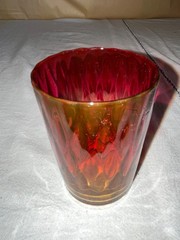 Mount Washington Amberina Diamond Quilt Tumbler/Juice Glass-Victorian-Mass.