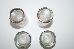 VINTAGE SRTIPED DRINKING GLASSES LOT OF 4, 2-10 OZ AND 2-8 OZ EUC