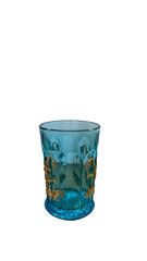Antique Transparent Blue Original Poppy with Gold Accents – Pitcher & 6 Tumblers