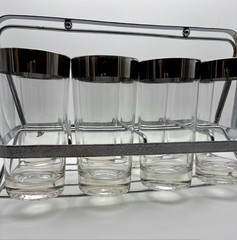 Vintage Dorothy Thorpe Retro style Water Goblet Glasses Carrier MCM Tumblers