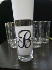 Queens Lusterware Glasses Monogram Letter «B» Set Of 7