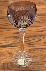 AJKA CAROLINE 9-PT Purple/Wine CUT-TO-CLEAR CASED CRYSTAL WINE GLASS 8 1/4”