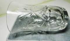 American Brilliant Hobstar Pinwheel Thumbprint Cut Crystal 4 1/2″ JUICE Glass