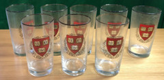 Set Of 8 vtg 1944 HARVARD HIGHBALL Glasses Veritas Crest Silver Rims NOS