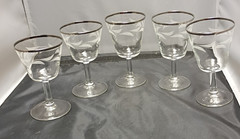 Set 5 Cristal D’Arques Laurel Leaf Glasses Goblets Juice/Wine 4 3/4″T 3oz