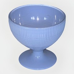 2 Depression Glass VTG Saguenay Fired On Green mint & Blue Dessert Cups 1940s