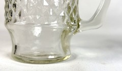 💥Set of 2 Vintage Glass Beer Mugs Diamond Pattern Pedestal Base.