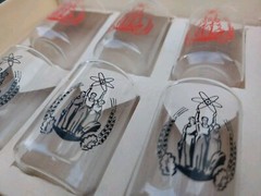 Vintage USSR Atomic Set of VODKA Glasses Mid Century Soviet Set