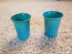 8 VTG HAZEL ATLAS MODERNTONE PLATONITE MILK GLASS TUMBERS SMALL GLASSES RETRO