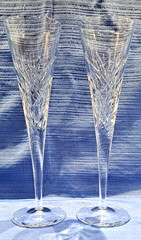 Lot of Two (2) Bavarian Blown Crystal Champagne Flutes 10-3/4″
