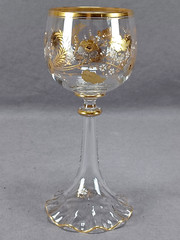 Antique Josephinenhutte White Enamel Raised Gold & Platinum Hock Wine Roemer