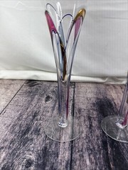 Champagne Flute Romanian Milano Mosaic Stained Glass Hand Blown Crystal Set of 2