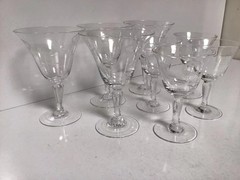 Etched Clear Stemware Wheel Cut Sherbet Glasses Leaf Floral Wheel Cut Set of 8