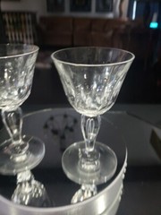 Wine / Cocktail Glasses Antique crystal Bubble stem Flute panel cut thumbprints