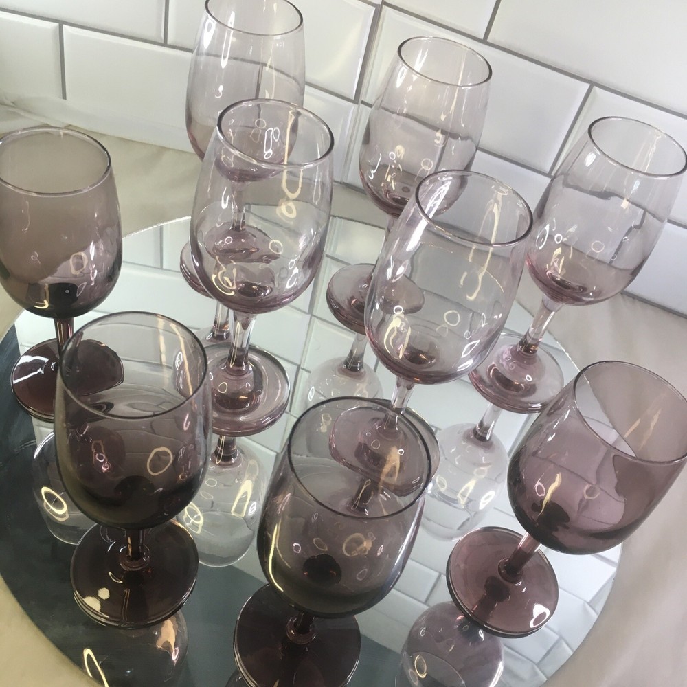 Purple Ombre Gradient Stemmed Wineglass Set Of Nine 9