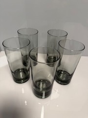 Set of 5 Vintage Federal Glass Company 12 oz Tumblers in Sundown Smoke