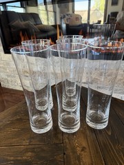 Vintage Heavy Bottomed Crystal Beer Pilsner Tapered Tall Glasses 23oz Set of 6