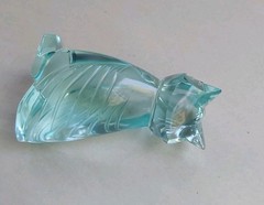 Vintage Aqua Cut Clear Crystal 3.5 X 2″ Owl No Chips Or Cracks