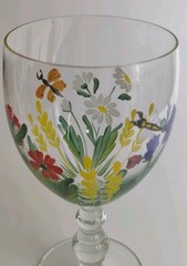 5 Goblets Hand Painted Royal Danube Garden Flowers Crystal Glass