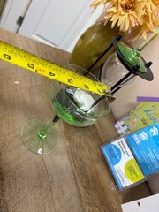 2 Vintage Green Depression Glass Floral Etch Optic Champagne Sherbet