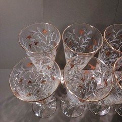 Set of 8 Vintage Libbey Royal Fern Tall Cocktail Glasses 1950s Mid-century
