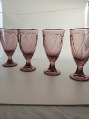 Vintage Noritake Sweet Swirl Amethyst Goblet●Iced Tea Glasses 7.25in●4 Piece Set