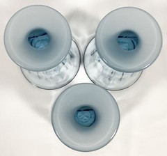 3 Fostoria CAPTIVA Blue FROSTED Sea Shell Stem Water WINE Tea Goblets 5 7/8″ Vtg