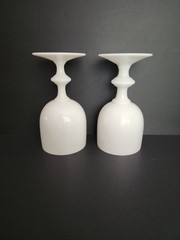 Vintage Portieux Vallerysthal White Opaline Glass Goblets-Pair of 2 France-READ