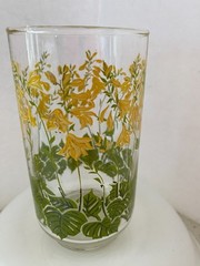 Vintage Libbey yellow floral glass