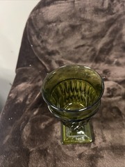 Vintage 70’s Mount Vernon Green Indiana Glass Wine Goblet Square Base
