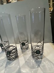 Art Glass Set of 4 String Art 3D Cocktail Highball Glasses 8»